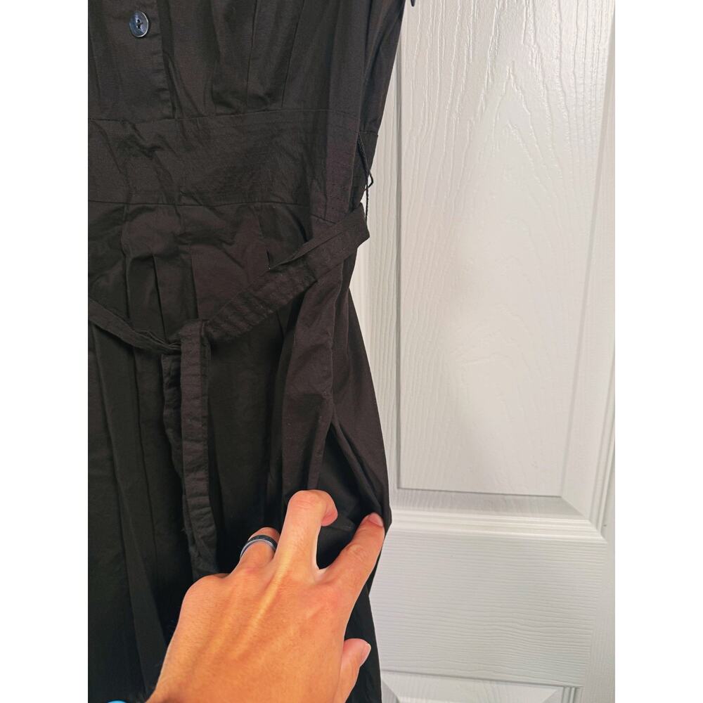 Eliza J Collared Puff Sleeve Dress Size Small Brown Dark Academia Coquette Retro - Picture 9 of 13